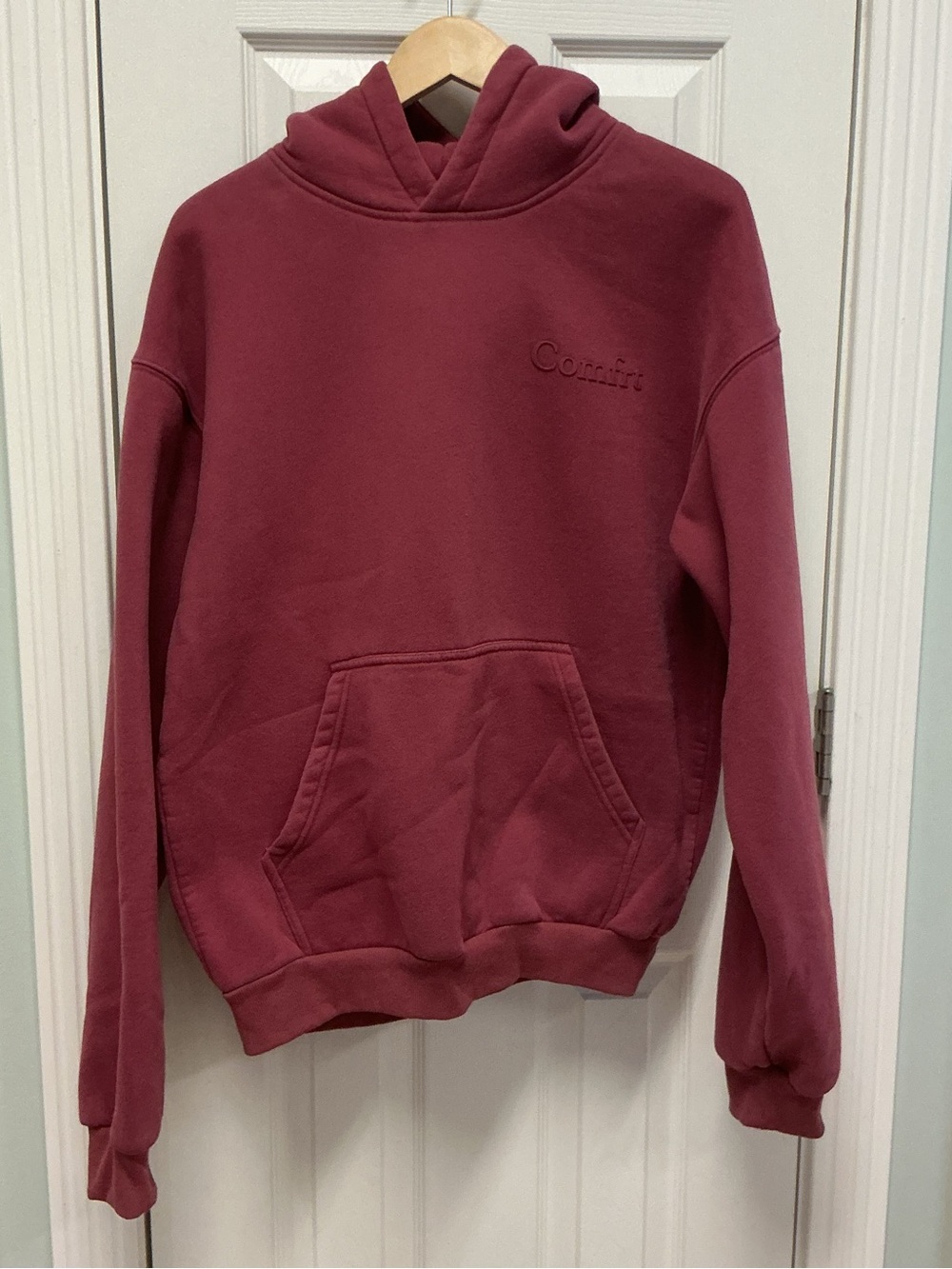 Comfrt SZ M Minimalist Hoodie Berry heavyweight Loungewear logo soft oversized